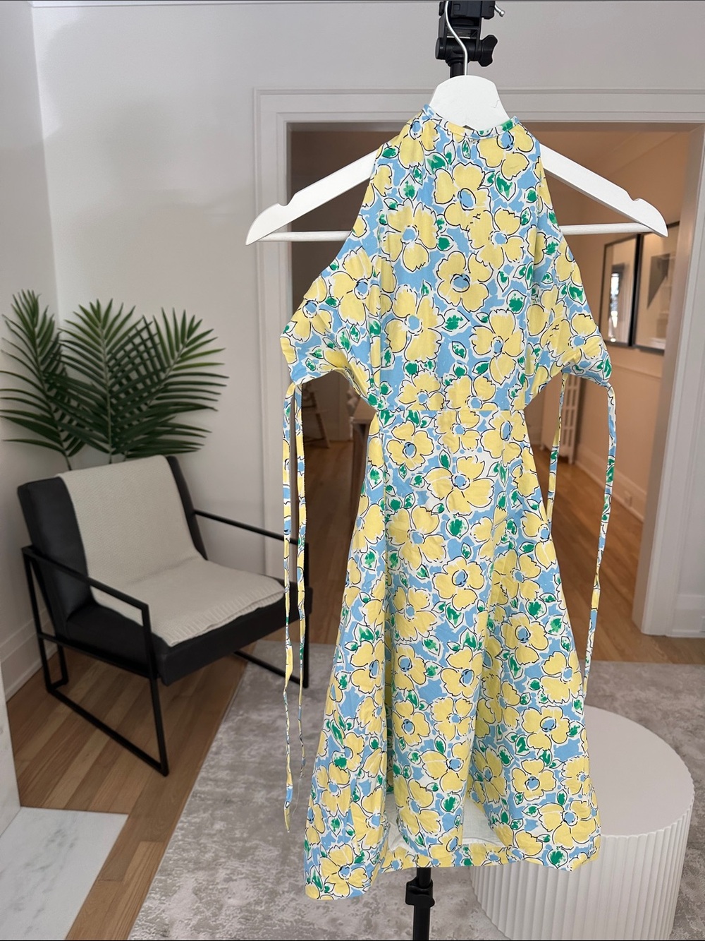 Zara Yellow Floral Halter Mini Dress